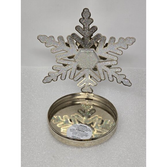 Bath & Body Works Snowflake Candle Holder 3-Wick Glitter Silver Accessory - Picture 1 of 2